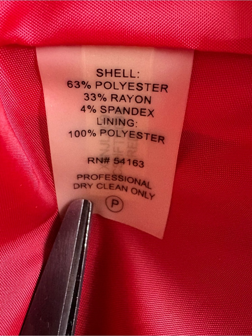 Calvin Klein Red Career Zip Blazer Jacket Plus Size 16W - Picture 6 of 9